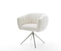 Drehstuhl Jada-Flex Bouclé Soft Beige Kreuzgestell breit Edelstahl 360...