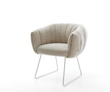 Esszimmerstuhl Jada-Flex Webstoff Soft Beige Kufengestell Edelstahl Ta...