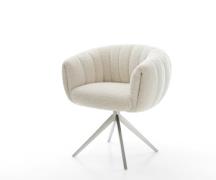 Drehstuhl Jada-Flex Teddystoff Beige Kreuzgestell breit Edelstahl 360°...