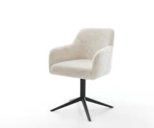 Drehstuhl Greg-Flex Plüsch Creme-Weiß Fußkreuz Schwarz 360° drehbar Wi...