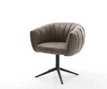 Drehstuhl Jada-Flex Mikrofaser Taupe Vintage Fußkreuz Schwarz 360° dre...