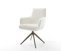 Drehstuhl Heira-Flex mit Armlehnen Bouclé Soft Beige Kreuzgestell brei...