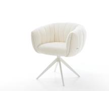 Drehstuhl Jada-Flex Bouclé Weiß Kreuzgestell breit Weiß 360° drehbar W...