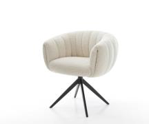 Drehstuhl Jada-Flex Teddystoff Beige Kreuzgestell breit Schwarz 360° d...