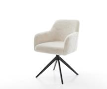 Drehstuhl Greg-Flex Plüsch Creme-Weiß Kreuzgestell breit Schwarz 360° ...