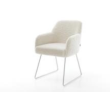 Esszimmerstuhl Greg-Flex Teddystoff Beige Kufengestell Edelstahl Tasch...