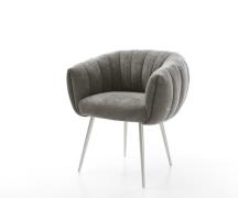 Esszimmerstuhl Jada-Flex Bouclé Soft Schlamm 4-Fuß konisch Edelstahl T...