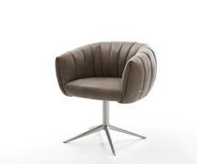 Drehstuhl Jada-Flex Mikrofaser Taupe Vintage Fußkreuz Edelstahl 360° d...