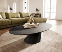 Couchtisch Edge Oval 140x80 cm Keramik Laminam® Noir Desir Braun Parab...