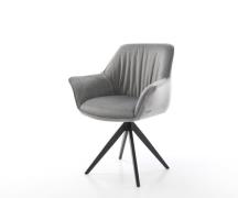 Esszimmerstuhl Keila-Flex mit Armlehnen Samt Grau Kreuzgestell kantig ...