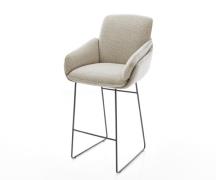 Barstuhl Luan-Flex Webstoff Soft Beige Kufengestell Metall Schwarz