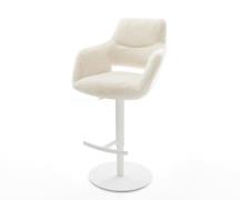 Barstuhl Yago-Flex Plüsch Creme-Weiß Drehfuß höhenverstellbar Metall W...