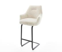 Barstuhl Alja-Flex Plüsch Creme-Weiß Freischwinger Flach Metall Schwar...