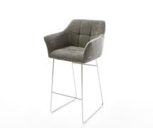 Barstuhl Yulo-Flex Bouclé Soft Schlamm Kufengestell Edelstahl Silberfa...