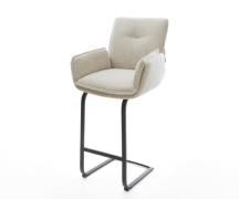 Barstuhl Nela-Flex Webstoff Soft Beige Freischwinger Flach Metall Schw...