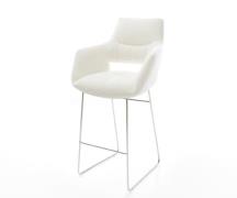 Barstuhl Yago-Flex Bouclé Soft Beige Kufengestell Edelstahl Silberfarb...