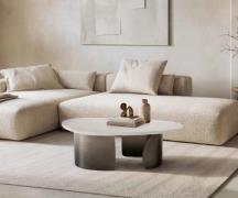 Couchtisch Marvello 100x50 cm Marmor Weiß Metall Black Antique