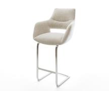 Barstuhl Yago-Flex Webstoff Soft Beige Freischwinger Flach Edelstahl S...