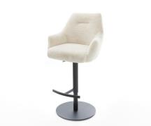 Barstuhl Alja-Flex Plüsch Creme-Weiß Drehfuß höhenverstellbar Metall S...