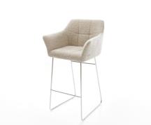 Barstuhl Yulo-Flex Webstoff Soft Beige Kufengestell Edelstahl Silberfa...