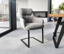 Freischwinger Zelia-Flex mit Armlehnen Samt Grau Freischwinger flach S...