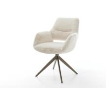 Drehstuhl Yago-Flex mit Armlehnen Plüsch Creme-Weiß Kreuzgestell breit...