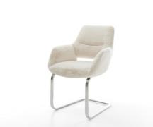 Freischwinger Yago-Flex mit Armlehnen Plüsch Creme-Weiß Freischwinger ...