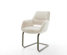 Freischwinger Yago-Flex mit Armlehnen Plüsch Creme-Weiß Freischwinger ...