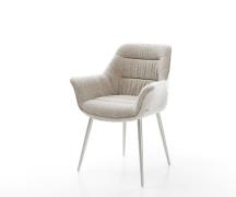 Esszimmerstuhl Kaira-Flex Webstoff Soft Beige 4-Fuß konisch Edelstahl