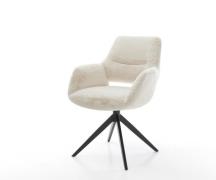 Drehstuhl Yago-Flex mit Armlehnen Plüsch Creme-Weiß Kreuzgestell breit...