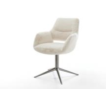 Drehstuhl Yago-Flex mit Armlehnen Plüsch Creme-Weiß Fußkreuz Graphit 3...