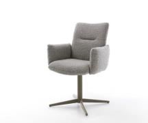 Drehstuhl Jova-Flex mit Armlehnen Bouclé Silbergrau Fußkreuz Effektfin...