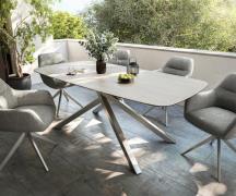 Outdoortisch Edge Boot 200x100 cm Keramik Laminam® Travertino Bianco C...