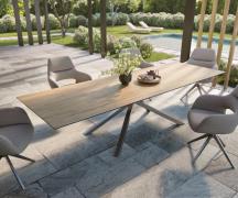 Outdoortisch Edge 300x100 cm Keramik Laminam® Sabbia Eichefarbig Kreuz...