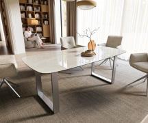 Esstisch Edge Boot 200x100 cm Keramik Onyx Champagne Edelstahl Breit