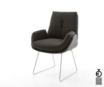 Esszimmerstuhl Clea-Flex Materialmix Schwarz Kufengestell Edelstahl