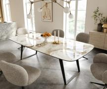 Esstisch Edge Boot 240x120 cm Keramik Minas Melange Weiß-Beige Metall ...