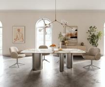 Esstisch Edge Boot 240x120 cm Keramik Minas Melange Weiß-Beige Troa Ed...