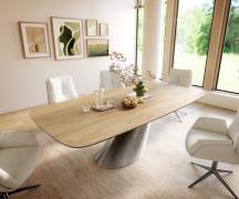 Esstisch Edge Boot 240x120 cm Keramik Laminam® Sabbia Eichefarbig Cono...