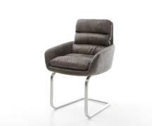 Freischwinger Abelia-Flex mit Armlehnen Mikrofaser Grau Antik Freischw...