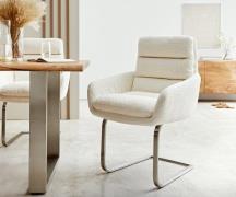 Freischwinger Abelia-Flex mit Armlehnen Bouclé Weiß Freischwinger flac...