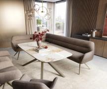 Esszimmerbank Taya-Flex 285x190 cm Strukturstoff Soft Taupe Kreuzgeste...