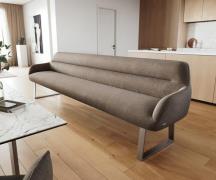Esszimmerbank Taya-Flex 300 cm Strukturstoff Soft Taupe Kufengestell k...