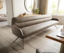 Esszimmerbank Taya-Flex 300 cm Mikrofaser Taupe Vintage Kreuzgestell k...
