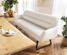 Esszimmerbank Taya-Flex 200 cm Bouclé Creme-Weiß Kufengestell flach Sc...