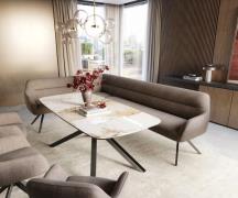 Esszimmerbank Taya-Flex 285x190 cm Strukturstoff Soft Taupe Kreuzgeste...