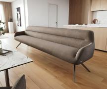 Esszimmerbank Taya-Flex 300 cm Strukturstoff Soft Taupe Kreuzgestell k...