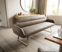 Esszimmerbank Taya-Flex 200 cm Mikrofaser Taupe Vintage Kufengestell f...