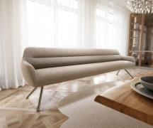 Esszimmerbank Taya-Flex 300 cm Bouclé Schlamm Kreuzgestell kantig Effe...