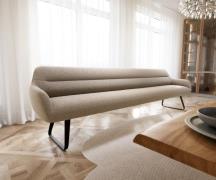 Esszimmerbank Taya-Flex 300 cm Bouclé Schlamm Kufengestell flach Schwa...
